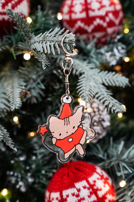 Christmas cat keyring